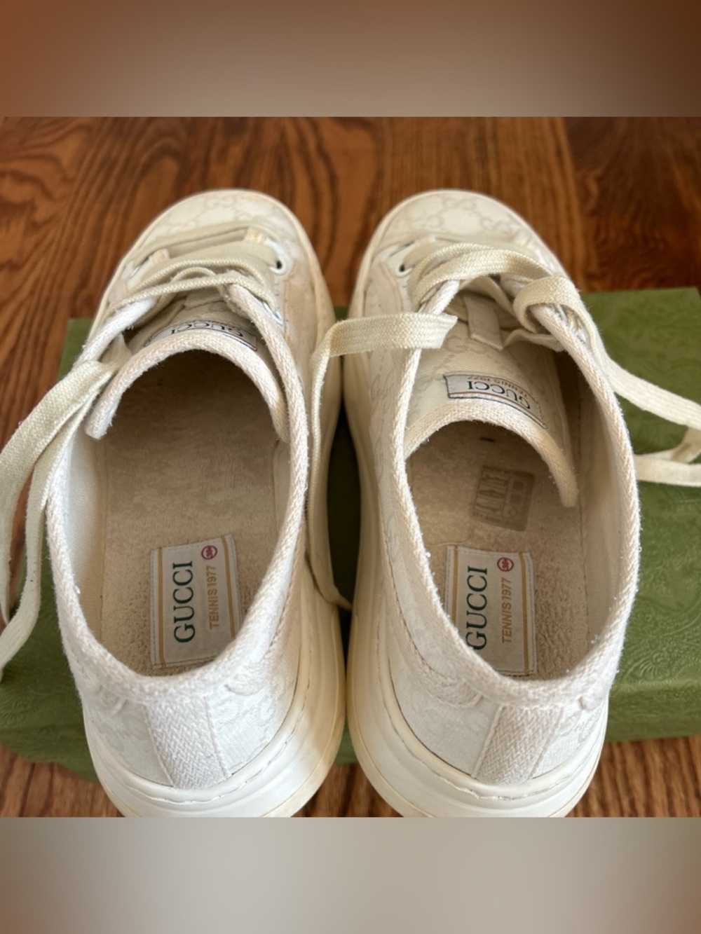 Gucci Cream GG Canvas Platform Sneakers - Picture 4 of 8